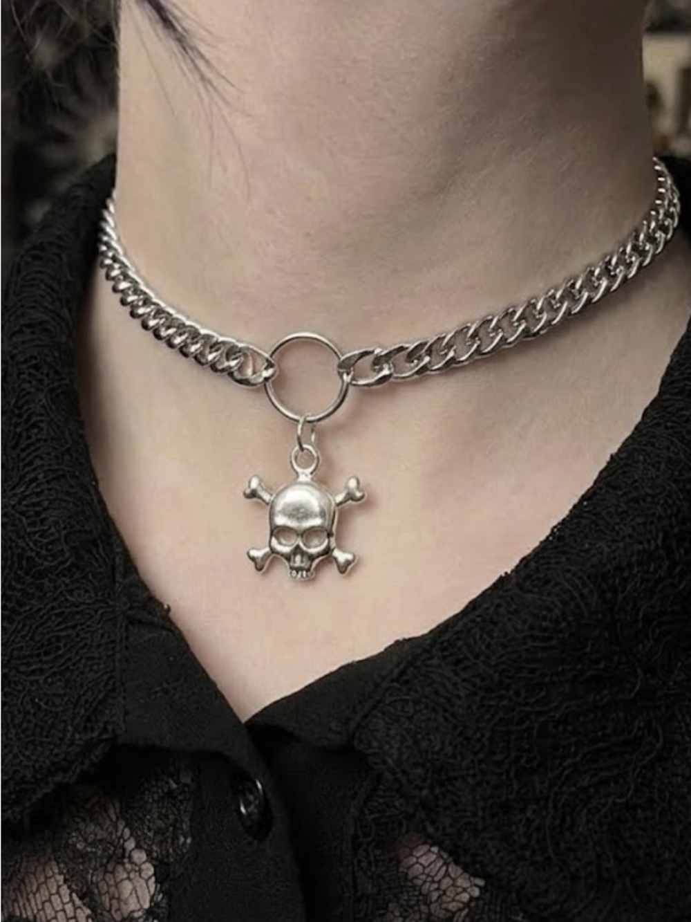 Hand Crafted Skull & Crossbones Choker Necklace